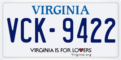 VA license plate VCK9422