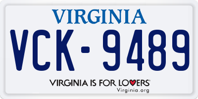VA license plate VCK9489