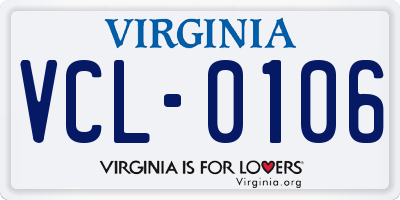 VA license plate VCL0106