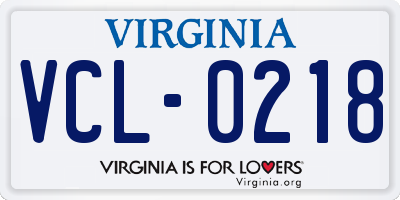 VA license plate VCL0218