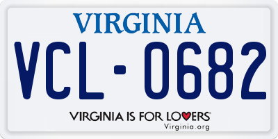 VA license plate VCL0682