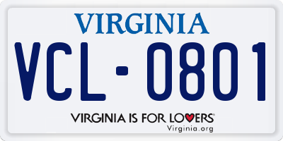 VA license plate VCL0801