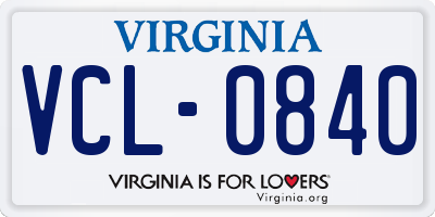 VA license plate VCL0840