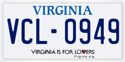 VA license plate VCL0949