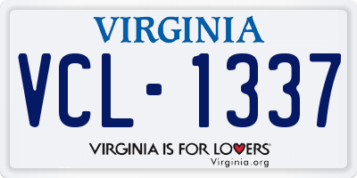 VA license plate VCL1337
