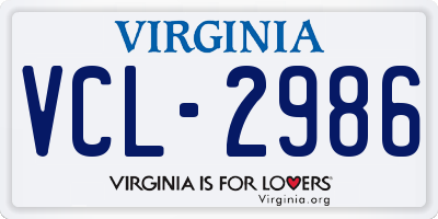 VA license plate VCL2986