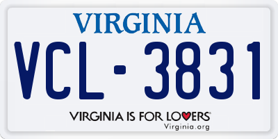 VA license plate VCL3831