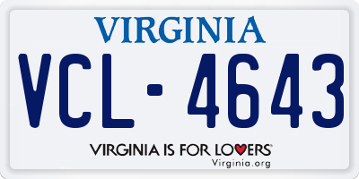 VA license plate VCL4643