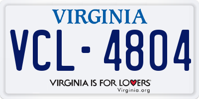 VA license plate VCL4804