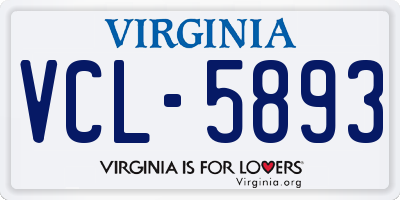 VA license plate VCL5893