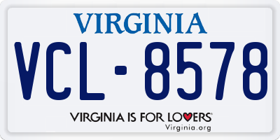 VA license plate VCL8578
