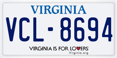 VA license plate VCL8694