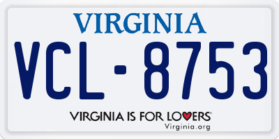 VA license plate VCL8753