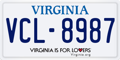 VA license plate VCL8987