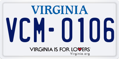 VA license plate VCM0106