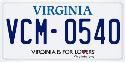 VA license plate VCM0540