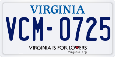 VA license plate VCM0725