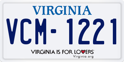 VA license plate VCM1221