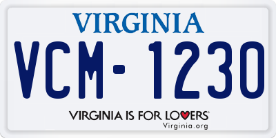 VA license plate VCM1230