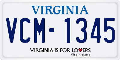 VA license plate VCM1345
