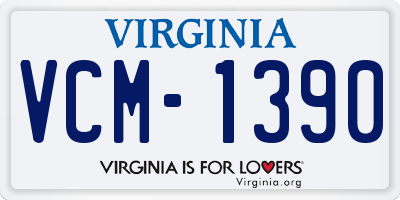 VA license plate VCM1390