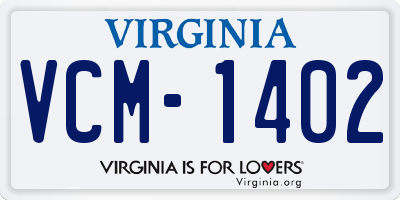 VA license plate VCM1402