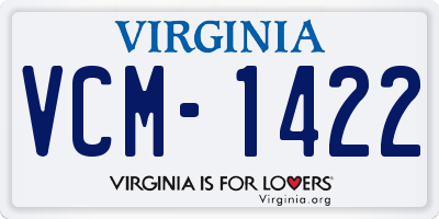 VA license plate VCM1422