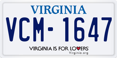 VA license plate VCM1647