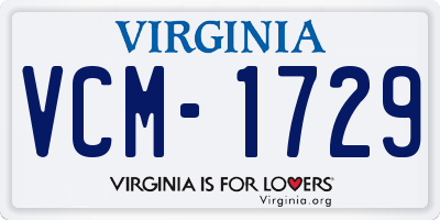 VA license plate VCM1729