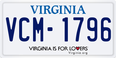 VA license plate VCM1796