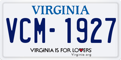 VA license plate VCM1927