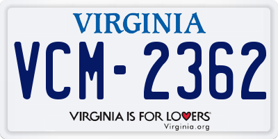 VA license plate VCM2362