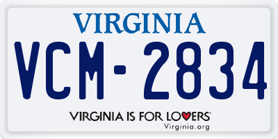 VA license plate VCM2834