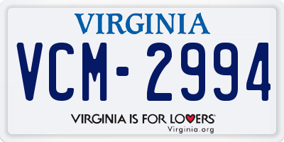 VA license plate VCM2994