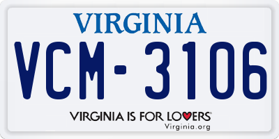 VA license plate VCM3106