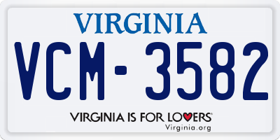 VA license plate VCM3582