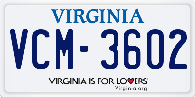VA license plate VCM3602