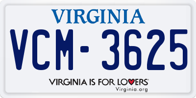 VA license plate VCM3625