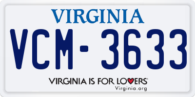 VA license plate VCM3633