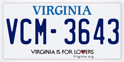 VA license plate VCM3643
