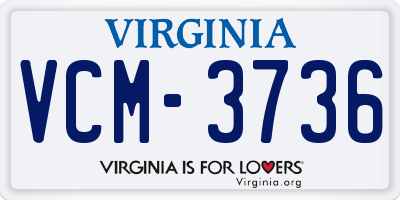 VA license plate VCM3736