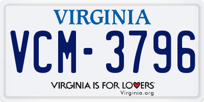 VA license plate VCM3796