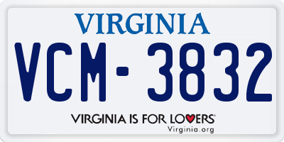 VA license plate VCM3832
