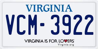 VA license plate VCM3922