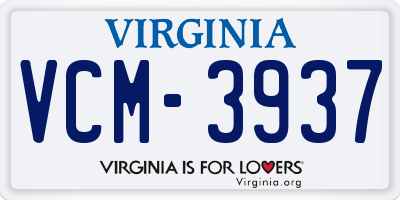 VA license plate VCM3937