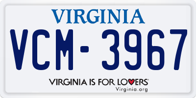 VA license plate VCM3967