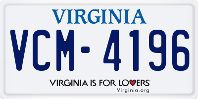 VA license plate VCM4196