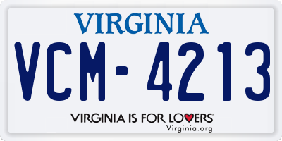 VA license plate VCM4213
