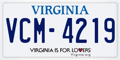 VA license plate VCM4219