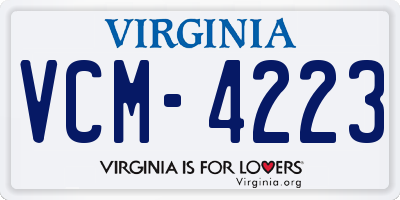 VA license plate VCM4223